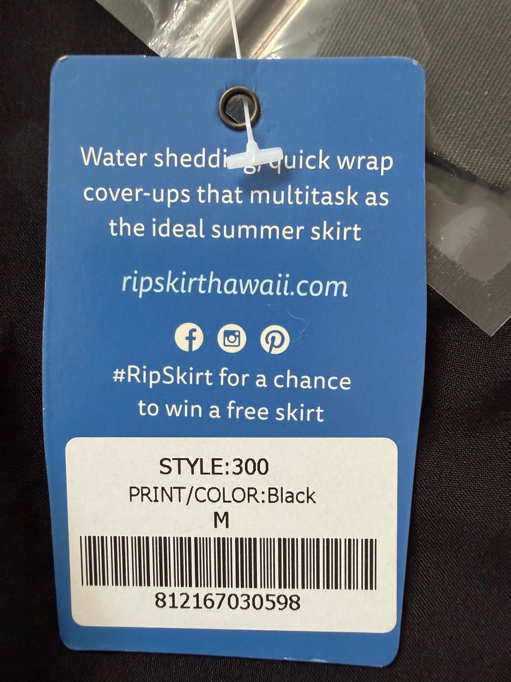NWT RipSkirt Hawaii Original Length 3 Black Wrap Skirt Size M Midi  Cover Up - Picture 3 of 11